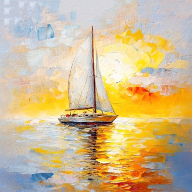 Zeilboot bij Zonsondergang